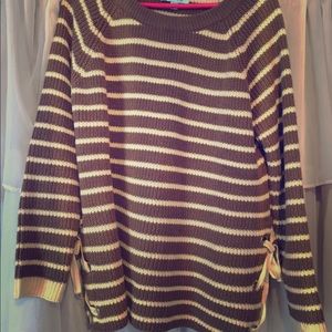 Cream & Brown striped sweater